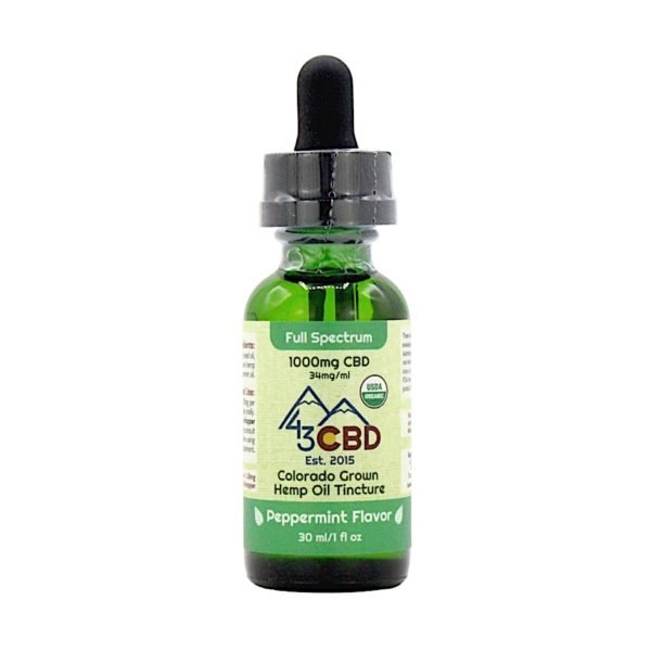 43 CBD USDA Certified Organic Hemp Oil Peppermint 1000mg