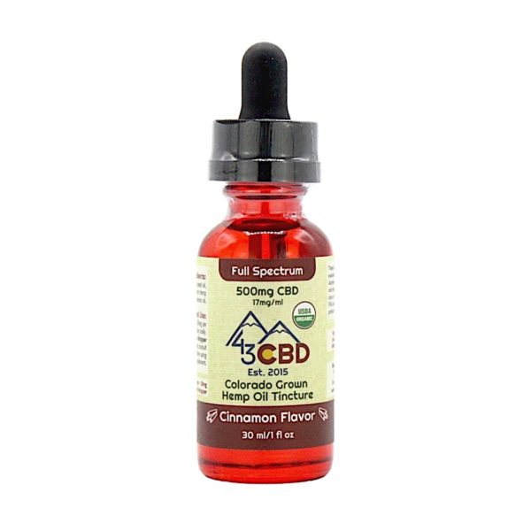 43 CBD USDA Certified Organic Hemp Oil Cinnamon 500mg